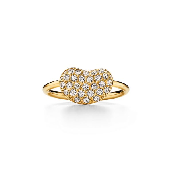 Bague Wire Bean par Elsa Peretti en or jaune et pavé de diamants 12 mm – Size 4 Tiffany & Co.