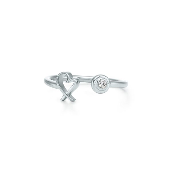 Bague Wire Loving Heart Paloma Picasso en argent 925 millièmes avec diamants – Size 4 Tiffany & Co.