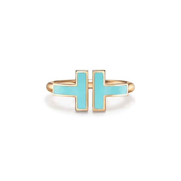 Bague Wire Tiffany T en or 18 carats et turquoise – Size 4 1/2 Tiffany & Co.
