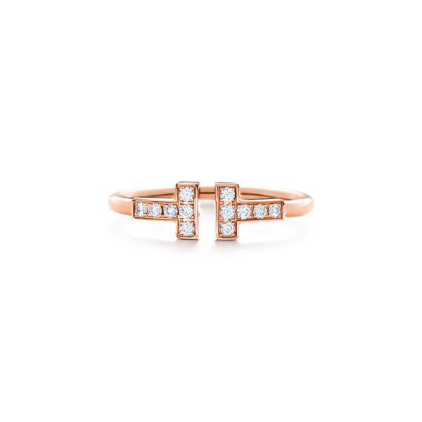 Bague Wire Tiffany T en or rose 18 carats et diamants – Size 10 1/2 Tiffany & Co.