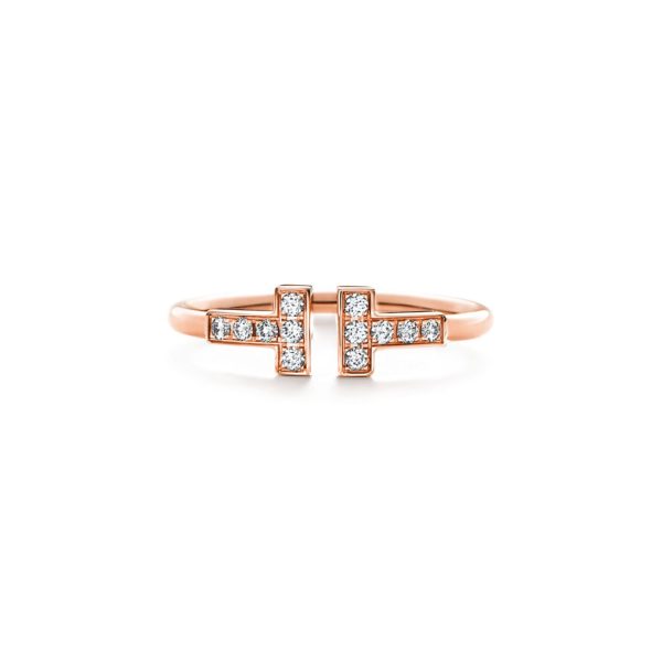 Bague Wire Tiffany T en or rose 18 carats et diamants – Size 4 Tiffany & Co.