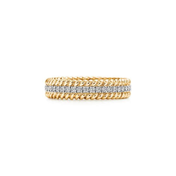 Bague Rope à deux rangs avec diamants Tiffany & Co Schlumberger. – Size 5 1/2 Tiffany & Co.