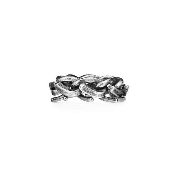 Bague à maillons Tiffany Forge en argent 925 millièmes noirci – Size 10 1/2 Tiffany & Co.