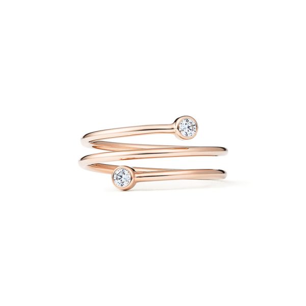 Bague à trois rangs Diamond Hoop Elsa Peretti en or rose 18 carats et diamants – Size 6 Tiffany & Co.