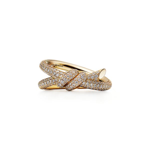 Bague double rang Tiffany Knot en or jaune 18 carats et diamants – Size 10 1/2 Tiffany & Co.