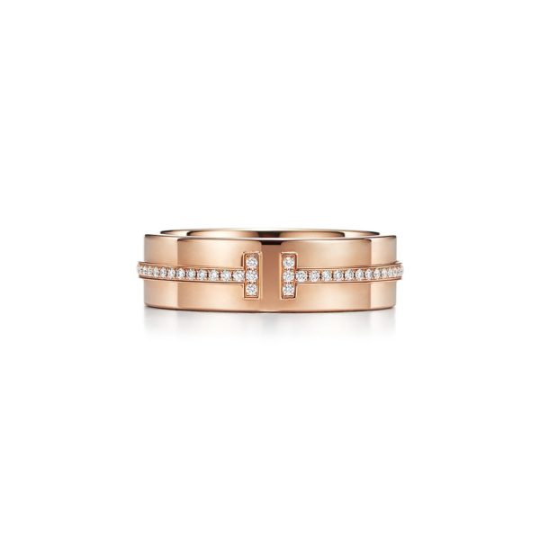 Bague en diamants Tiffany T en or rose 18 carats Largeur: 5,5 mm – Size 11 1/2 Tiffany & Co.