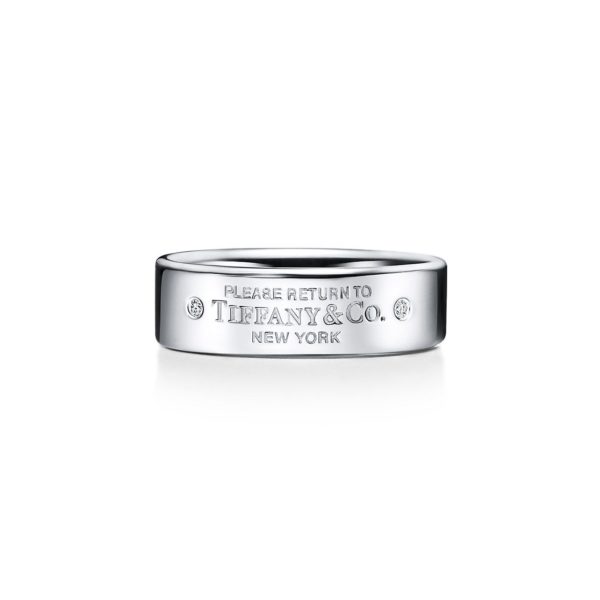 Bague étroite Return to Tiffany en argent 925 mil et diamants Largeur: 6 mm – Size 10 Tiffany & Co.