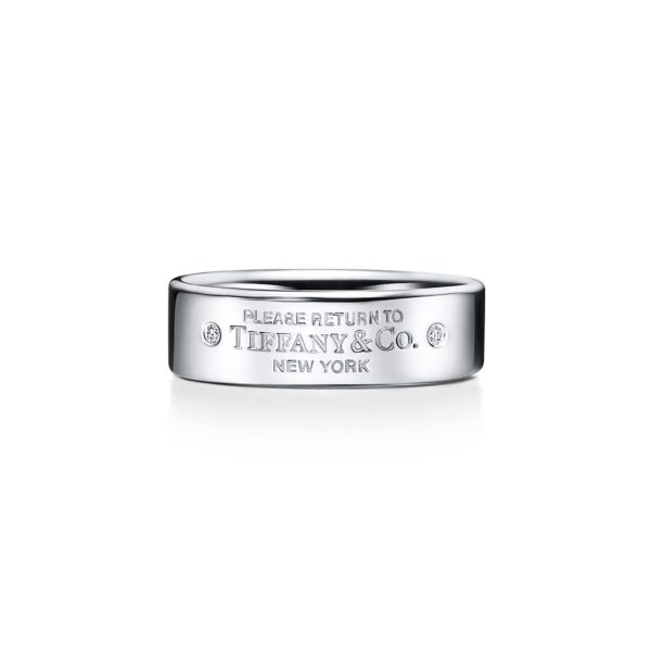 Bague étroite Return to Tiffany en argent 925 mil et diamants Largeur: 6 mm – Size 6 Tiffany & Co.