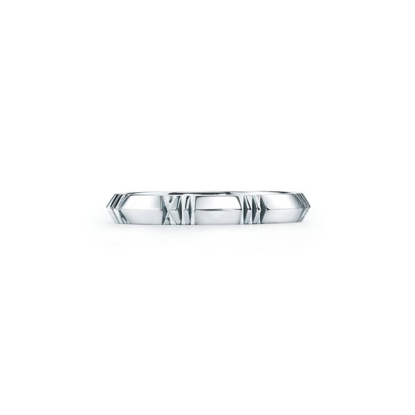 Bague étroite pleine Atlas X en or blanc 18 carats Largeur: 3 mm – Size 10 Tiffany & Co.