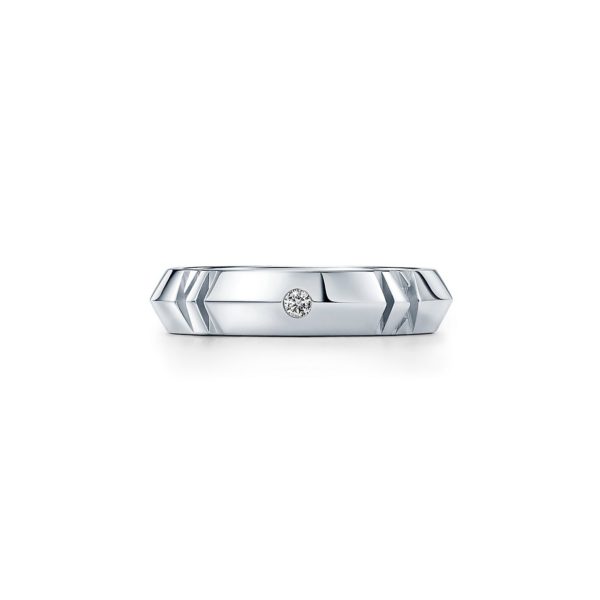 Bague étroite pleine Atlas X en or blanc 18 carats et diamants Largeur: 4,5 mm – Size 10 Tiffany & Co.