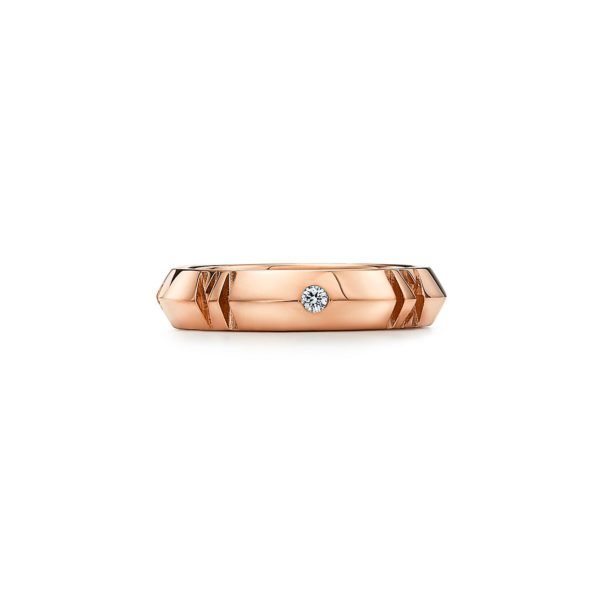 Bague étroite pleine Atlas X en or rose 18 carats et diamants Largeur: 4,5 mm – Size 10 1/2 Tiffany & Co.
