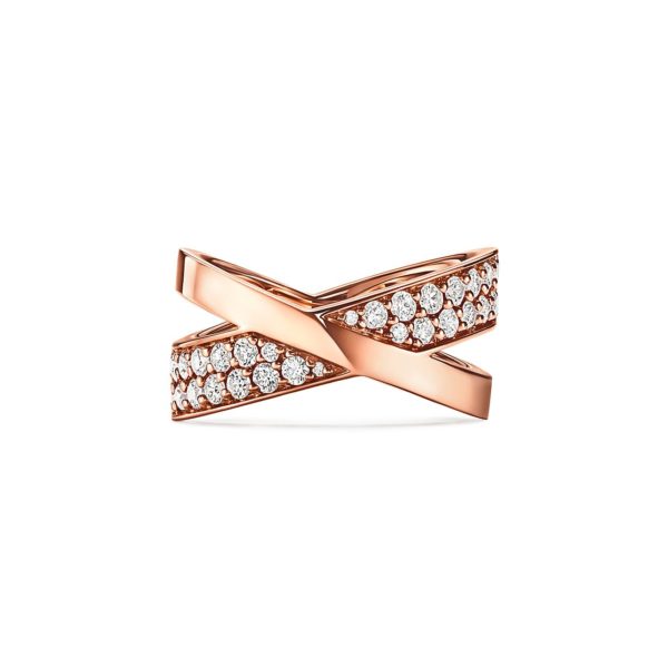 Bague large Atlas X en or rose 18 carats et diamants – Size 4 Tiffany & Co.