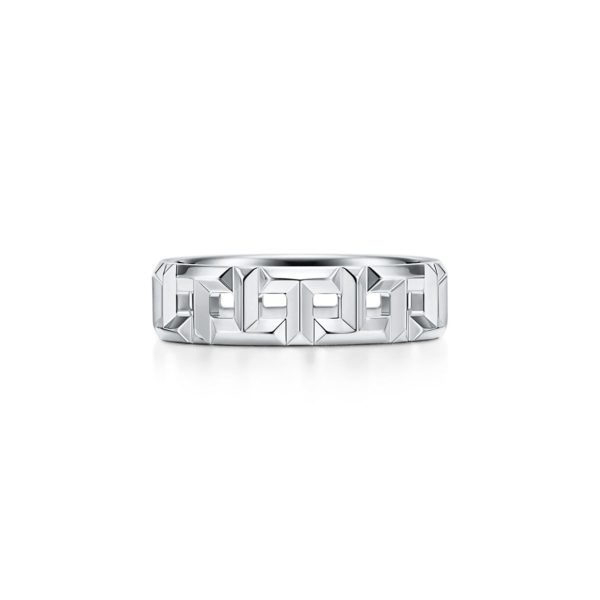 Bague large Tiffany T True en or blanc 18 carats Largeur: 5,5 mm – Size 10 1/2 Tiffany & Co.