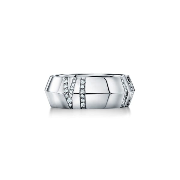 Bague large fermée Atlas X en or blanc et diamants Largeur: 7,5 mm – Size 4 Tiffany & Co.