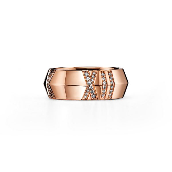 Bague large fermée Atlas X en or rose et diamants Largeur: 7,5 mm – Size 4 Tiffany & Co.