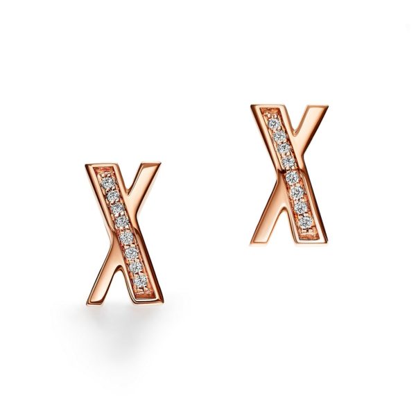 Boucles d’oreilles Atlas X en or rose 18 carats et diamants Tiffany & Co.