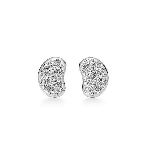Boucles d’oreilles Bean design par Elsa Peretti en platine et diamants 9 mm Tiffany & Co.