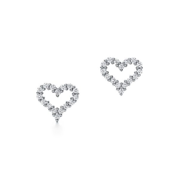 Boucles d’oreilles Caur en platine 950 millièmes et diamants Extra mini – Size 0.13 Tiffany & Co.