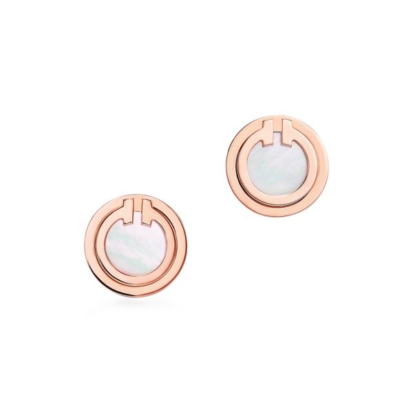 Boucles d’oreilles Cercle Tiffany T en or rose 18 carats et nacre Tiffany & Co.