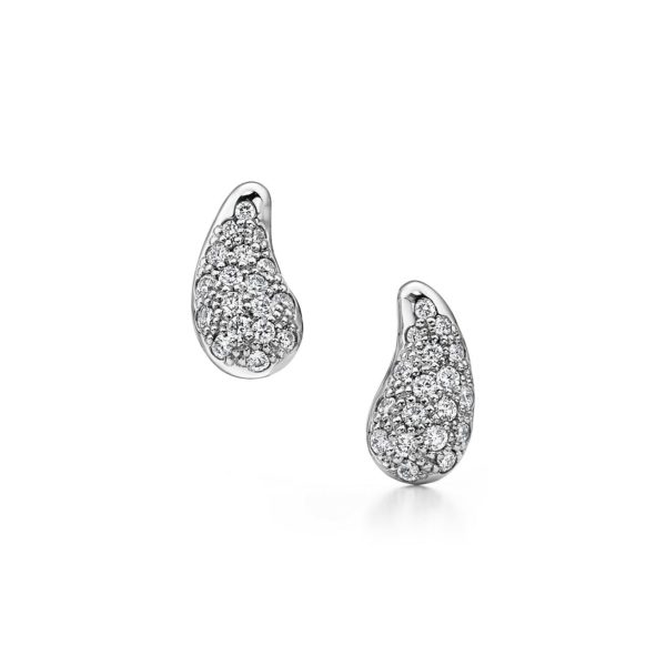 Boucles d’oreilles Larme par Elsa Peretti en platine 950 millièmes et diamants Tiffany & Co.