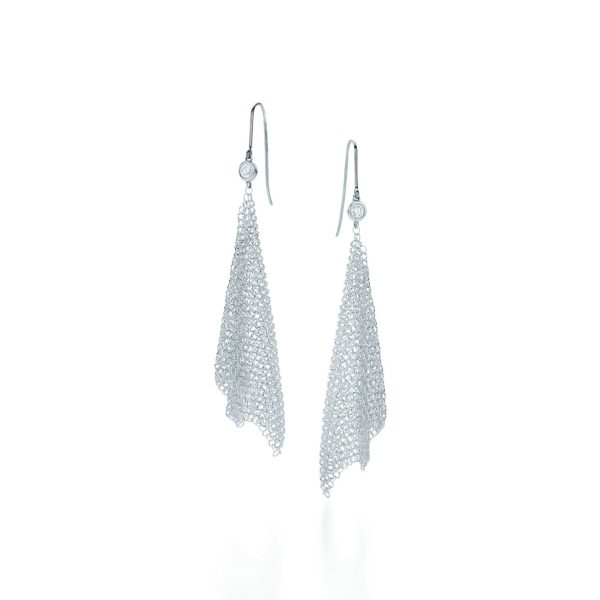 Boucles d’oreilles Maille drapée en argent 925 millièmes et diamants Small Tiffany & Co.