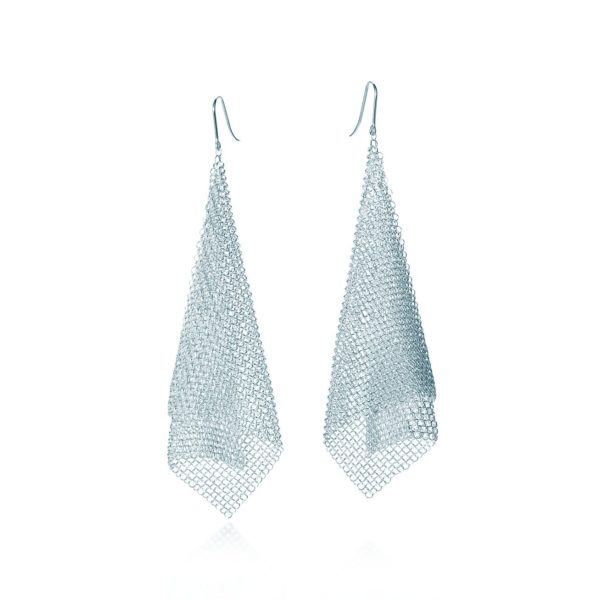 Boucles d’oreilles Maille drapée en argent 925 millièmes, par Elsa Peretti. – Size Large Tiffany & Co.