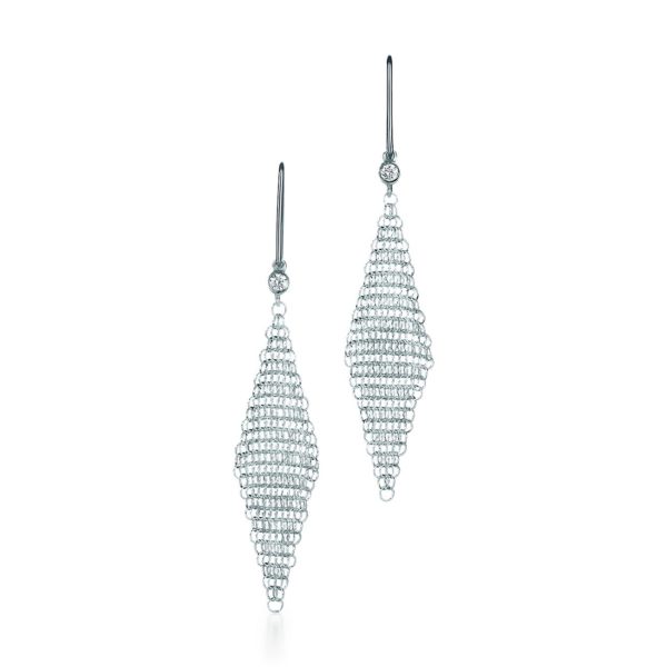 Boucles d’oreilles Maille, en argent 925 millièmes & diamants, par Elsa Peretti Tiffany & Co.