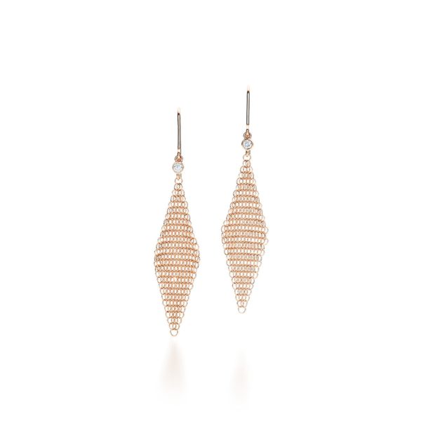 Boucles d’oreilles Maille en or rose 18 carats et diamants Mini Tiffany & Co.