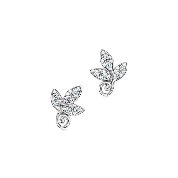 Boucles d’oreilles Olive Leaf Paloma Picasso en or blanc 18 carats et diamants – Size 0.14 Tiffany & Co.