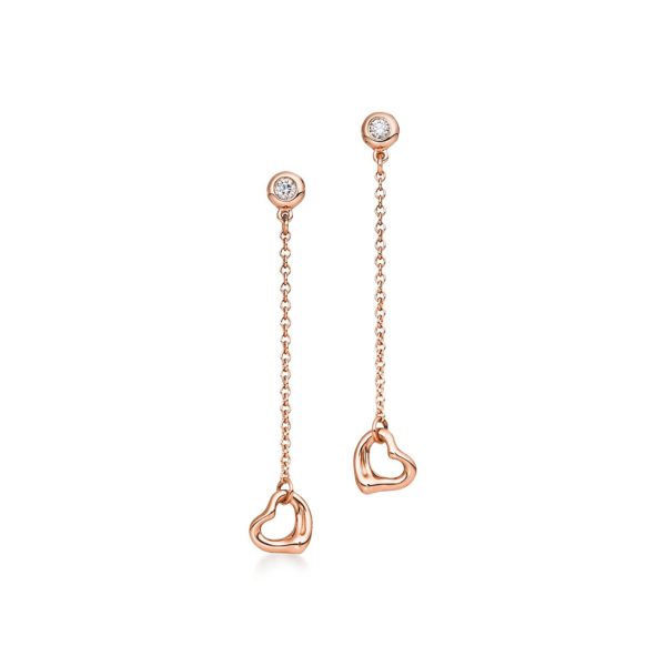 Boucles d’oreilles Open Heart Diamonds by the Yard en or rose 18 carats Tiffany & Co.