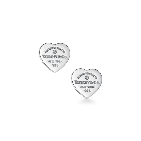 Boucles d’oreilles Plaque Caur Return to Tiffany en argent et diamant Mini Tiffany & Co.