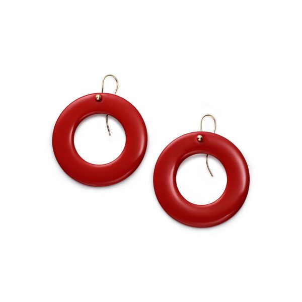 Boucles d’oreilles Sevillana laquées de rouge, par Elsa Peretti. Large Tiffany & Co.