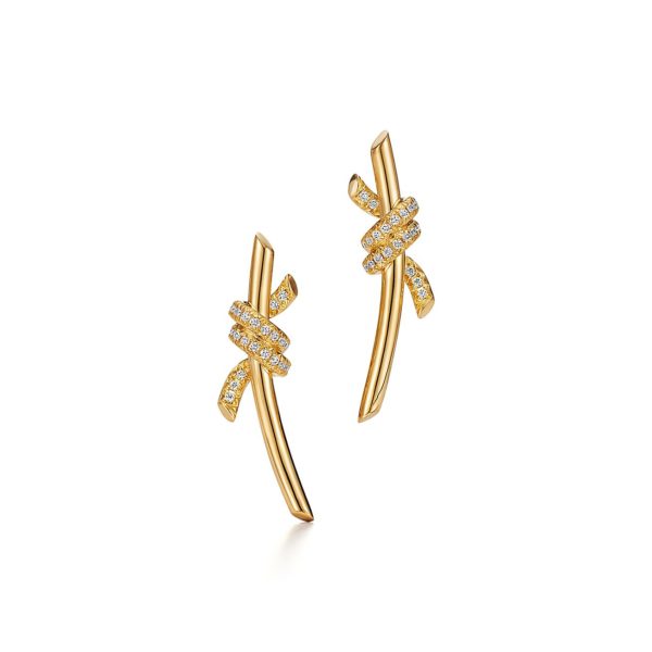Boucles d’oreilles Tiffany Knot en or jaune 18 carats et diamants Tiffany & Co.