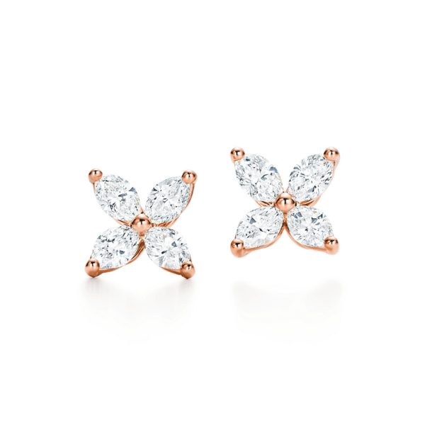 Boucles d’oreilles Tiffany Victoria en or rose 18 carats et diamants Small Tiffany & Co.