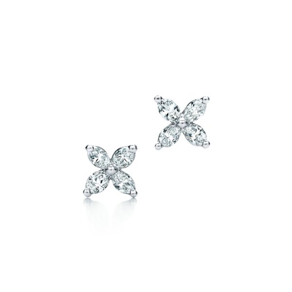 Boucles d’oreilles Tiffany Victoria en platine 925 millièmes Diamants Mini Tiffany & Co.