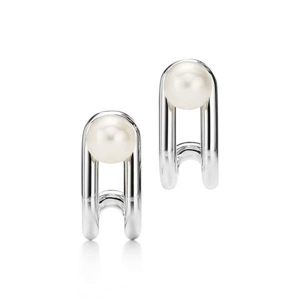 Boucles d’oreilles à charnière Tiffany HardWear en perle double et argent Tiffany & Co.