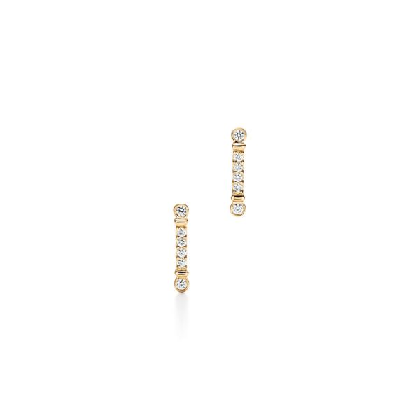 Boucles d’oreilles barrettes Clé Tiffany Fleur de Lis en or 18 cts et diamants Tiffany & Co.