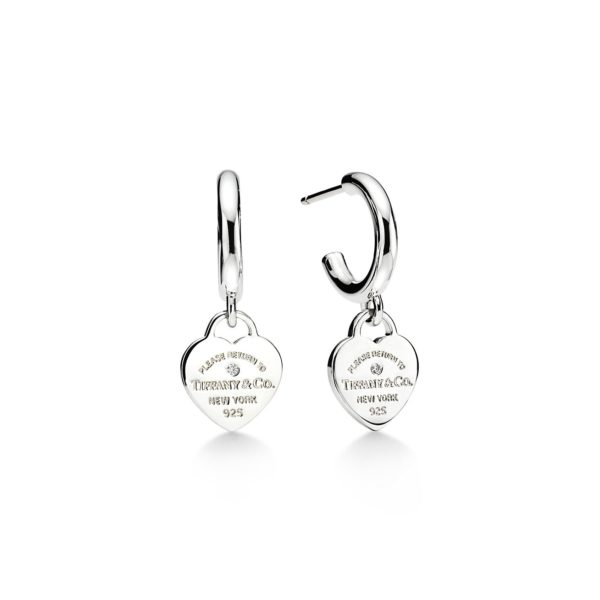 Boucles d’oreilles créoles Return to Tiffany en argent et diamants Mini Tiffany & Co.