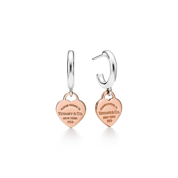 Boucles d’oreilles créoles Return to Tiffany en argent et or rose Mini Tiffany & Co.