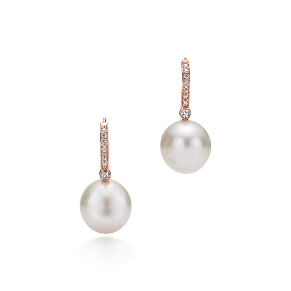 Boucles d’oreilles, or rose 18 carats, perles des mers du Sud et diamants Tiffany & Co.