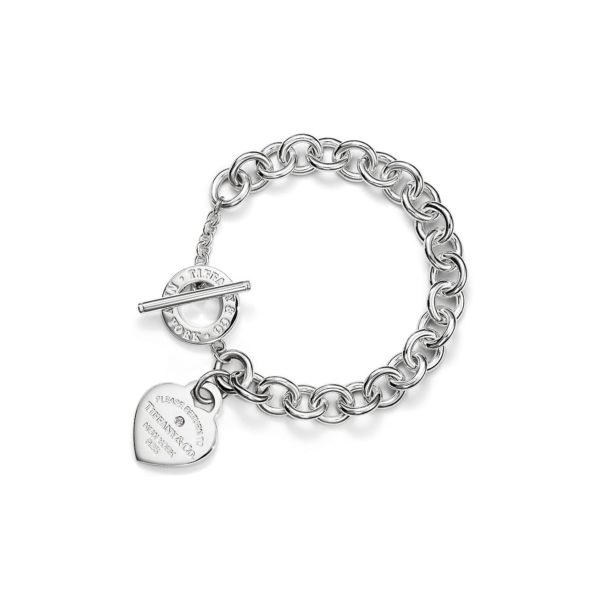 Bracelet Plaque Caur Return to Tiffany en argent et diamant Medium Tiffany & Co.