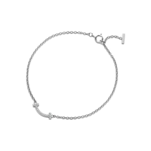 Bracelet Smile Tiffany T en or blanc 18 carats et diamants Small Tiffany & Co.