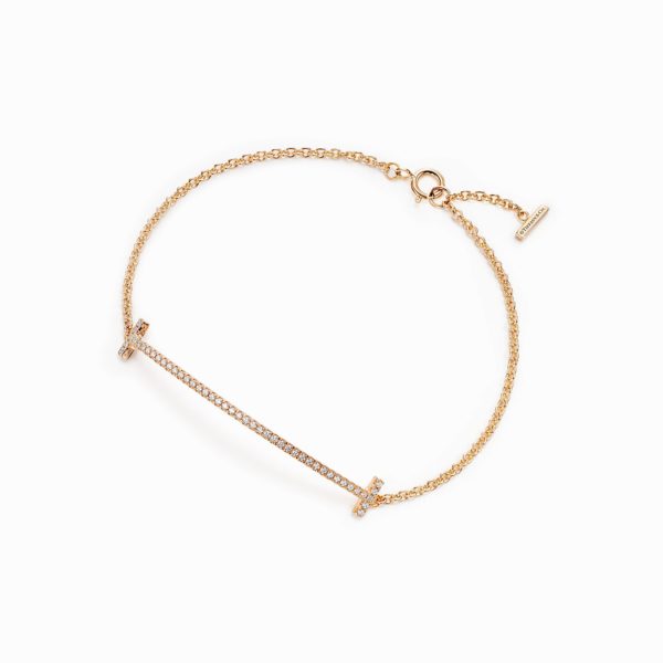 Bracelet Smile Tiffany T en or jaune 18 carats et diamants – Size Large Tiffany & Co.
