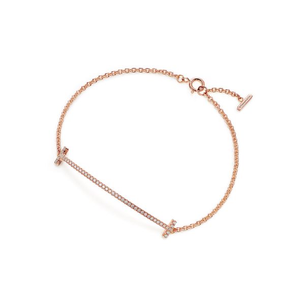 Bracelet Smile Tiffany T en or rose 18 carats et diamants – Size Medium Tiffany & Co.