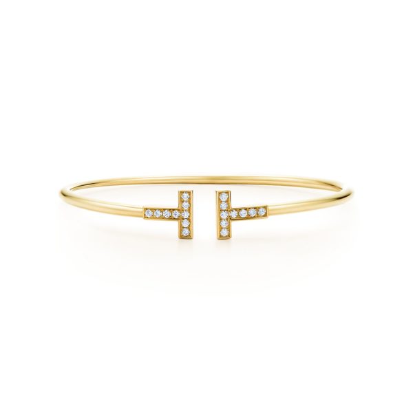 Bracelet Wire Tiffany T en or 18 carats et diamants Medium Tiffany & Co.