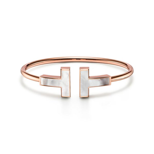 Bracelet Wire Tiffany T en or rose 18 carats et nacre Large – Size Medium Tiffany & Co.