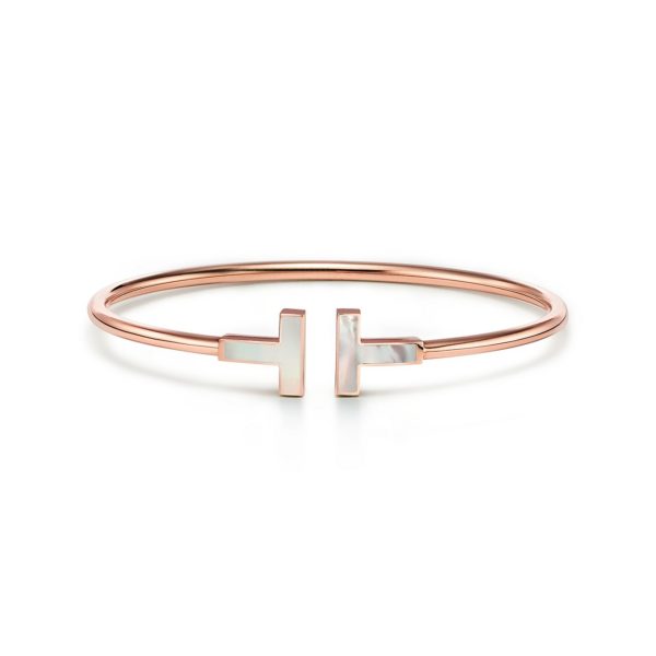 Bracelet Wire Tiffany T en or rose 18 carats et nacre – Size Medium Tiffany & Co.