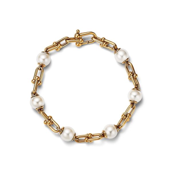 Bracelet à maillons Tiffany HardWear en or jaune et perles d’eau douce – Size Small Tiffany & Co.