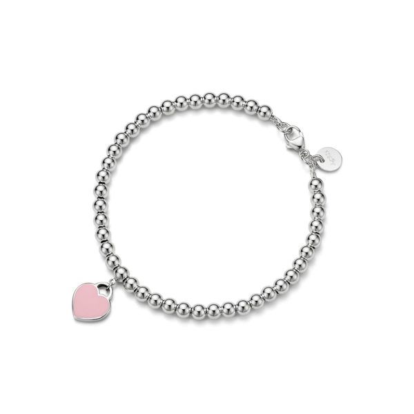 Bracelet de perles Caur rose mini Return to Tiffany en argent et diamant 4 mm – Size Medium Tiffany & Co.