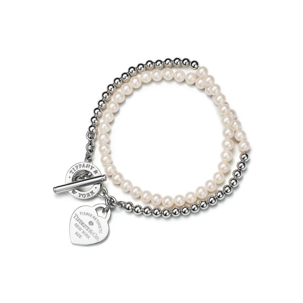 Bracelet de perles à double tour Return to Tiffany en argent et diamant Small – Size Large Tiffany & Co.